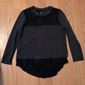 Rebecca Taylor long sleeved shirt with lace detail
